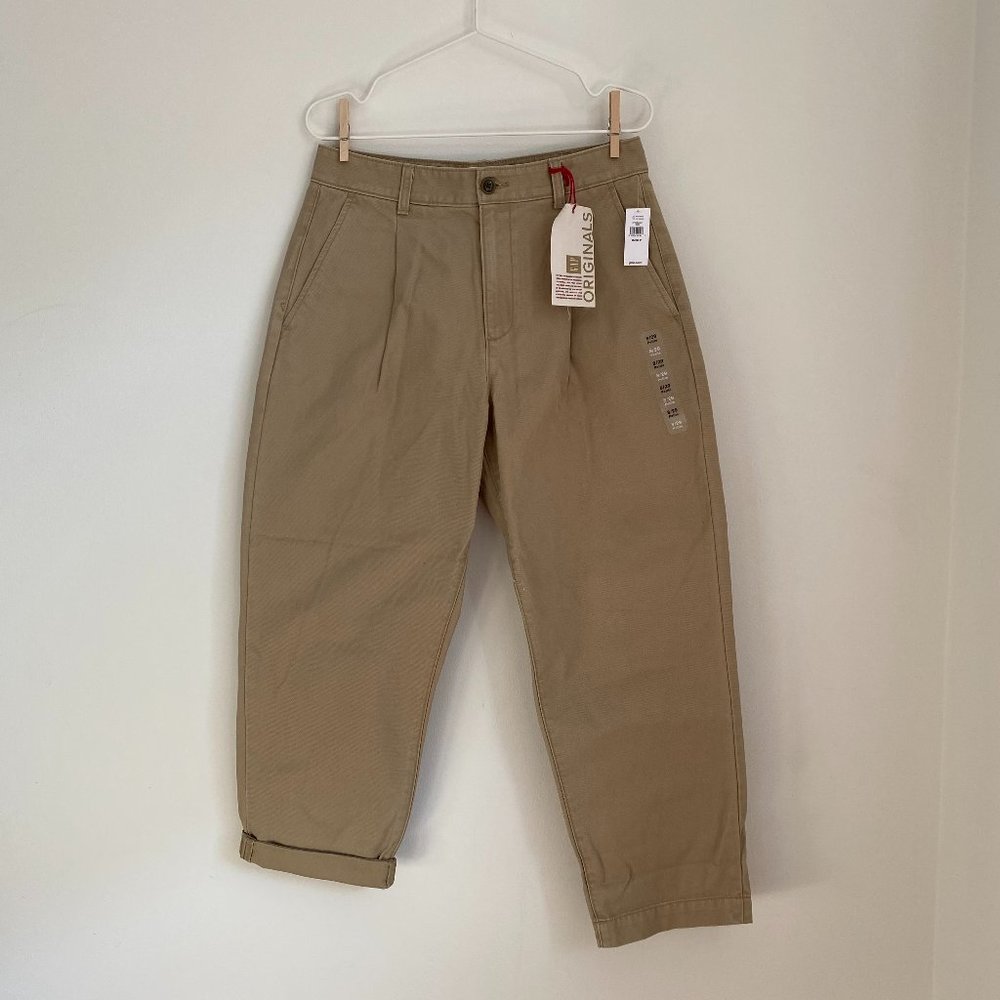 NWT Khaki GAP Originals Casual Khaki Tan Pleated Barrel Pants Size 8 / 29 Petite